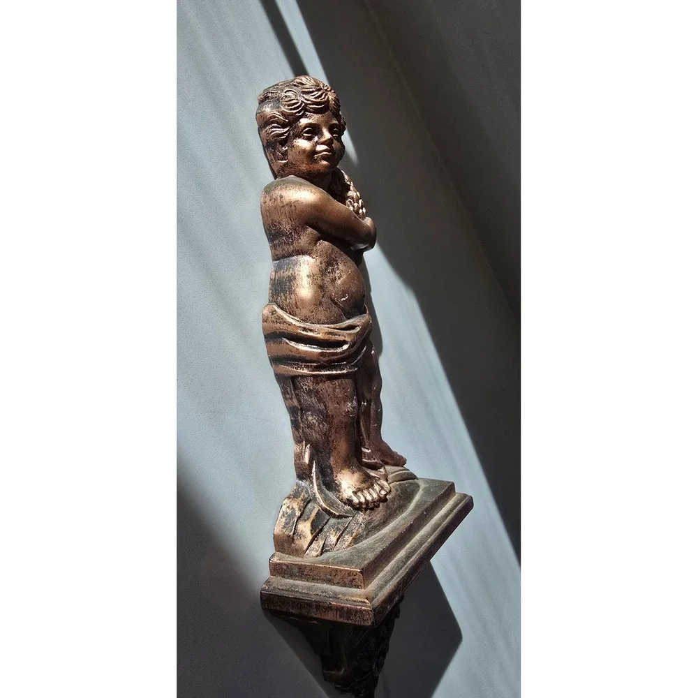 Vintage Syroco Cherub Wall Shelf Corbel Bronze Putti 7138 Hollywood Regency 1969